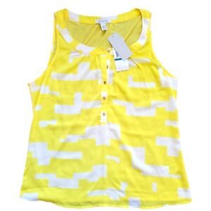 NWT KENNETH COLE REACTION YELLOW GEOMETRIC TANK WITH GOLD BUTTONS SZ.XL